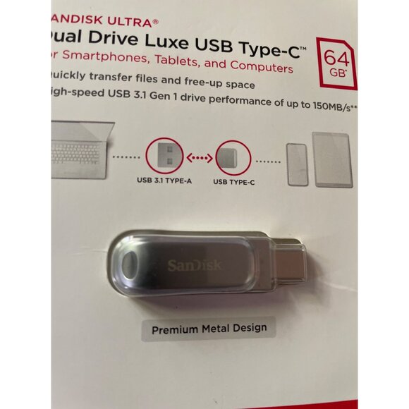 SanDisk Ultra 64GB Dual Drive Luxe USB Type-C Flash Drive For Smartphones Tablet - Picture 8 of 16